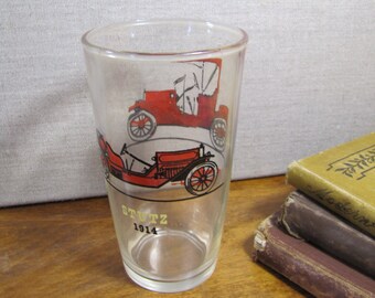 Anchor Hocking - Antique Car Drinking Glass - Stutz 1914 and Hudson 1910