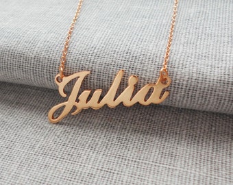 JULIA Style Rose Gold Name Necklaces, Sterling Silver Nameplate Chains ,Handmade Name Pendant Necklace ,Best Gift