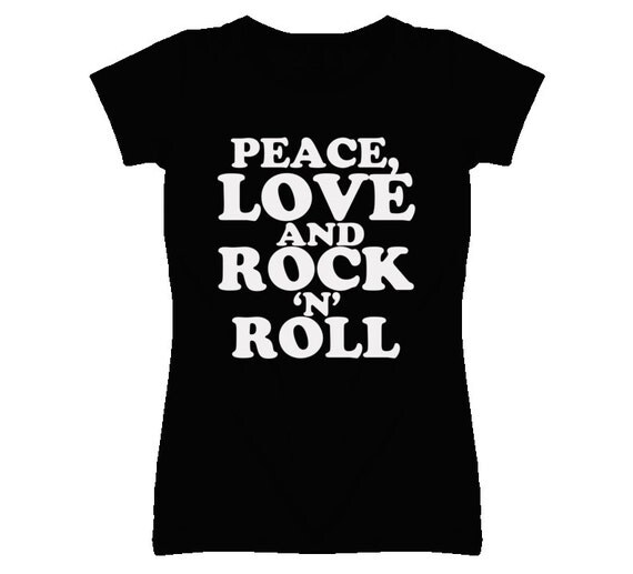 Download Peace Love And Rock N Roll Graphic Tee Shirt
