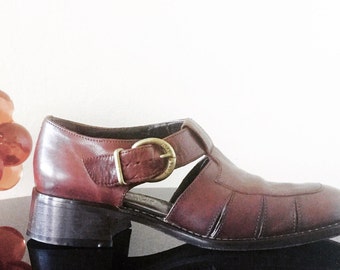 Vintage 1990's Joan & David Brown Leather Women's Fisherman/Boat Shoes/Sandals Shoes Sz 36 US 6