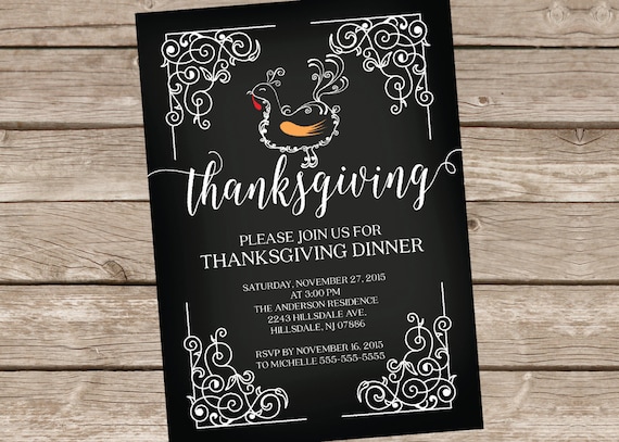 Typography Thanksgiving Invitation