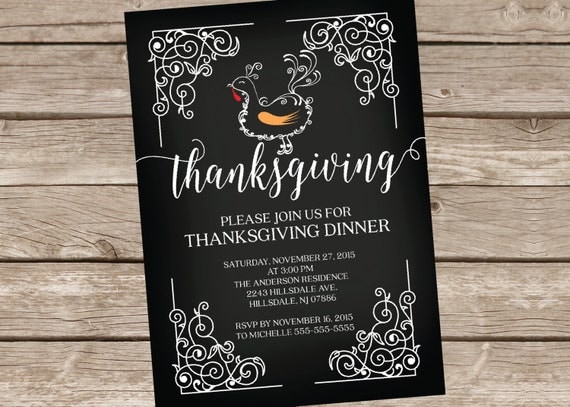 Typography Thanksgiving Invitation