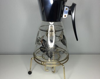 SALE! vintage mid century Colony carafe with metal warming stand