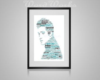 Personalised Elvis Presley Word Art **Buy 3 prints get the 4th FREE** Use coupon code " MYFREEONE "