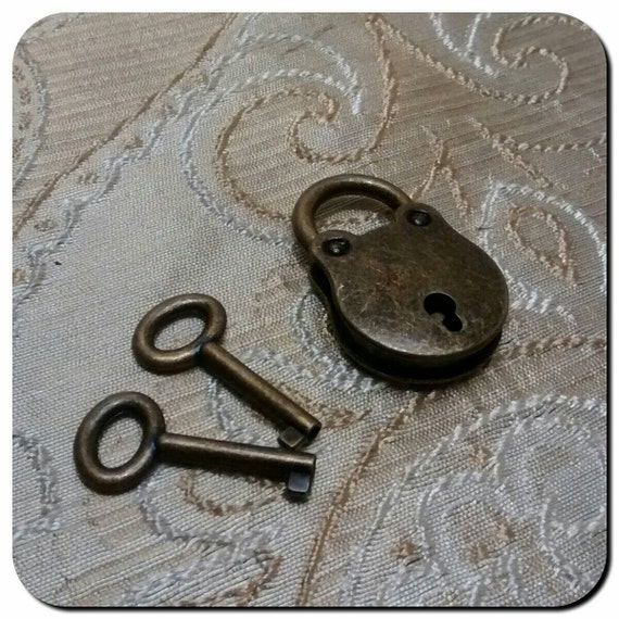 Treasure Chest Lock mini padlock vintage lock by ScottArtStudio