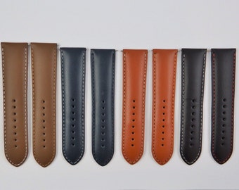 24mm Genuine Smooth Leather Watch Strap Straps Band Mens Gents Padded SS Buckle