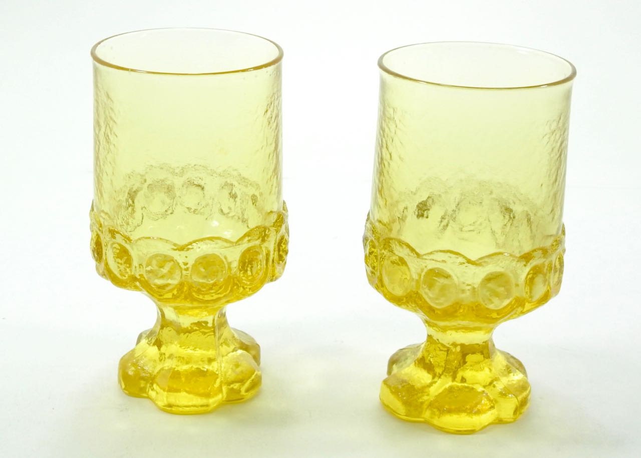 Goblet Tumbler Glass Yellow Madeira Pedestal Footed