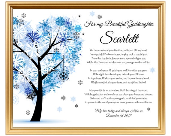 Godparents to Godchild gift poem Goddaughter gift Gift to