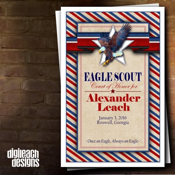 Eagle Scout Court of Honor Program Cover: Khaki with Stripes