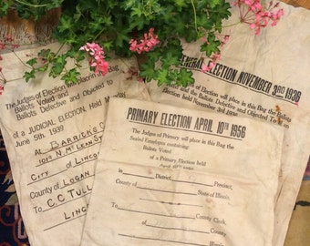 Vintage 1936, and 1956 Ballot Election Bags