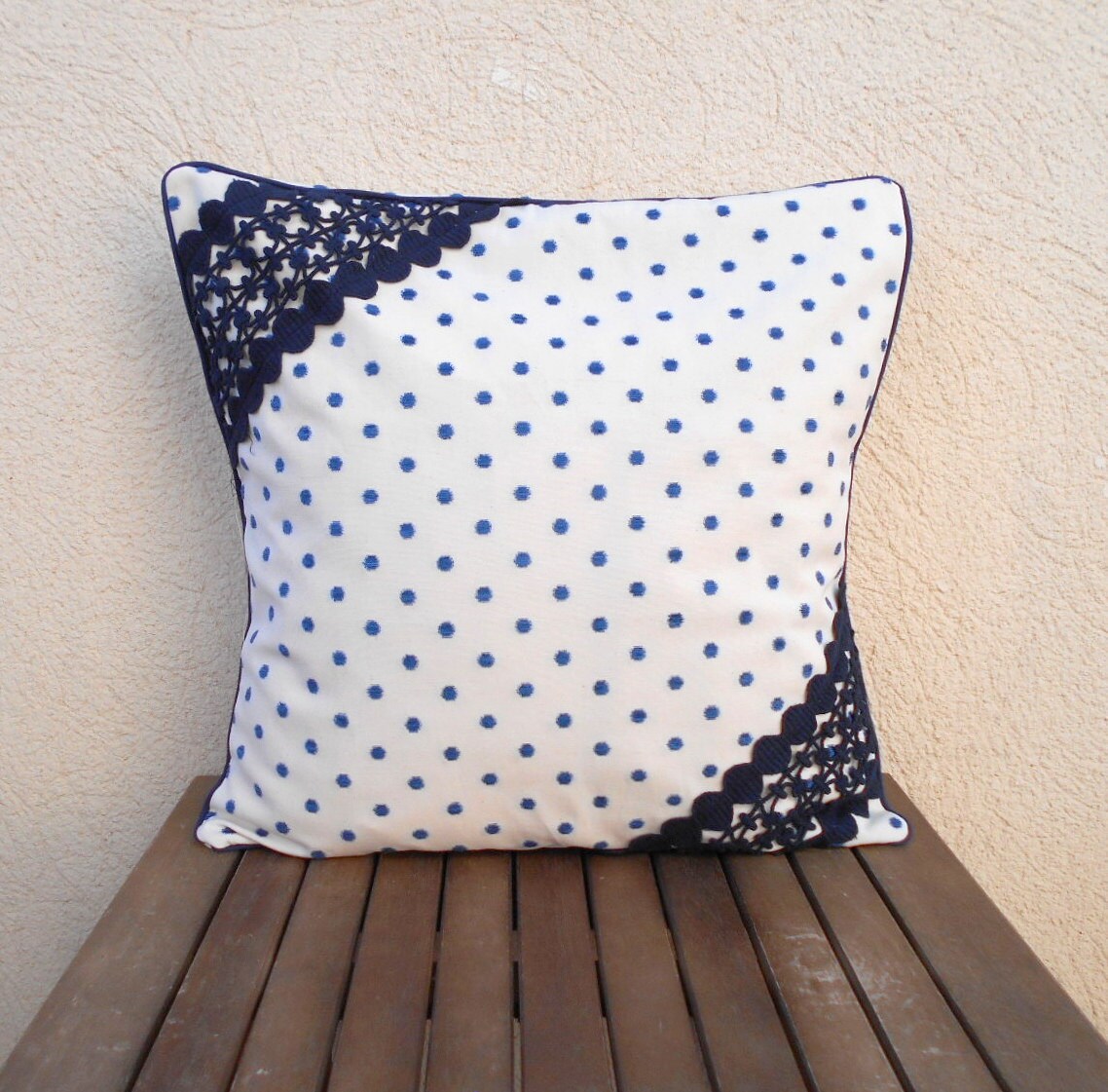Blue Polka Dot Pillow Throw Pillow Cover Decorative Pillow