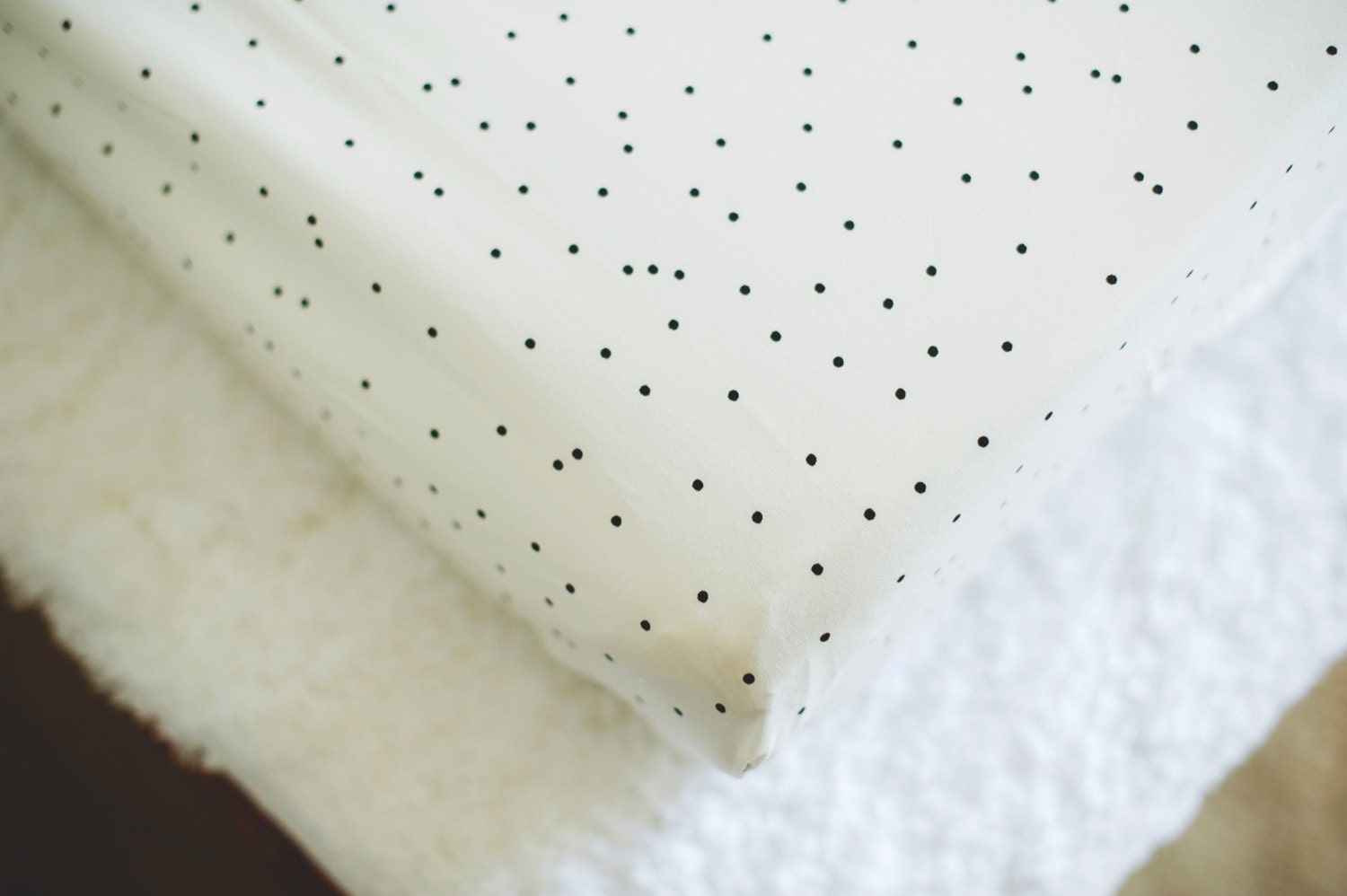 Black Polka Dot Changing Pad Cover. Modern Nursery Decor. Baby