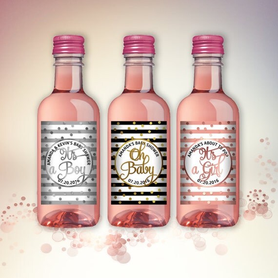 Baby Shower Party Mini Wine Bottle Labels by FabulousScrap on Etsy