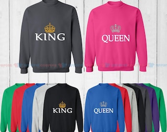 King & Queen - Matching Couple Sweatshirt - His and Her Sweatshirts - Love Sweaters