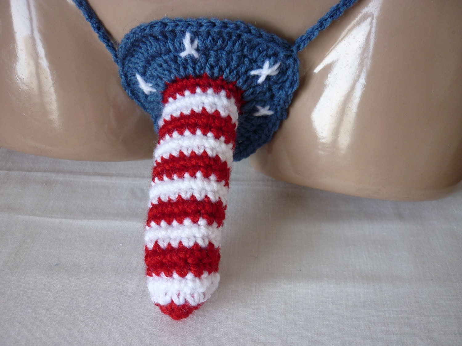 Crochet American flag Sexy Men's Thong July 4 thong by karsona11