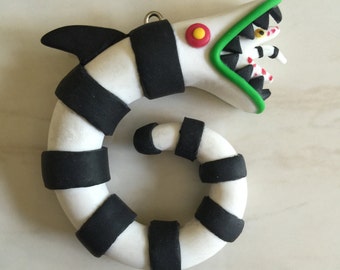 Beetlejuice Sandworm Necklace Pendant, Polymer Clay Jewelry