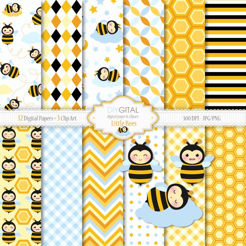Download Bumble Bees-Honey Bees Digital Paper Pack Little
