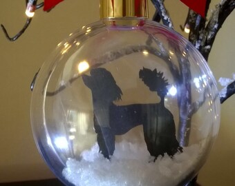 Poodle Dog Silhouette in Snow Acrylic Bauble