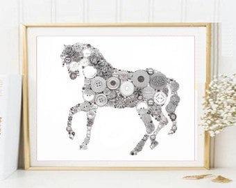 Horse Rearing 8X10 216 Button Art Button Artwork by CherCreations