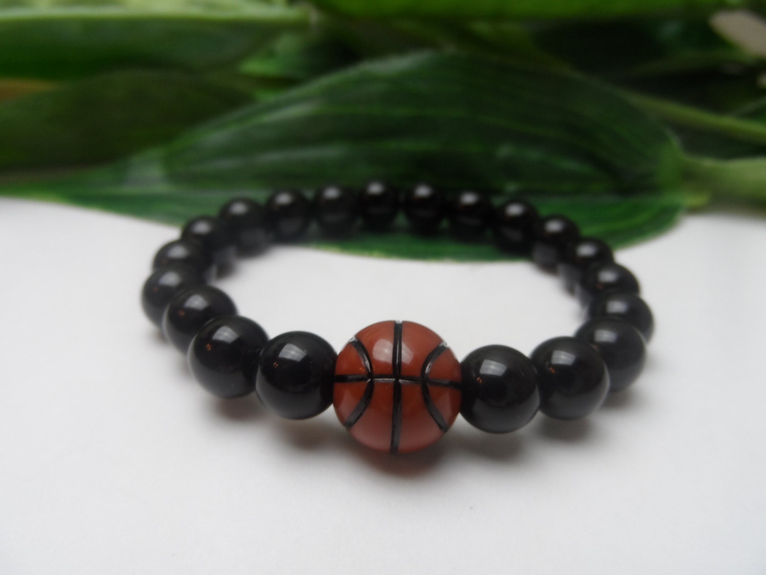 Boys Basketball bead stretchy bracelet boys by IckleCollections