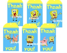 spongebob tags thank birthday labels