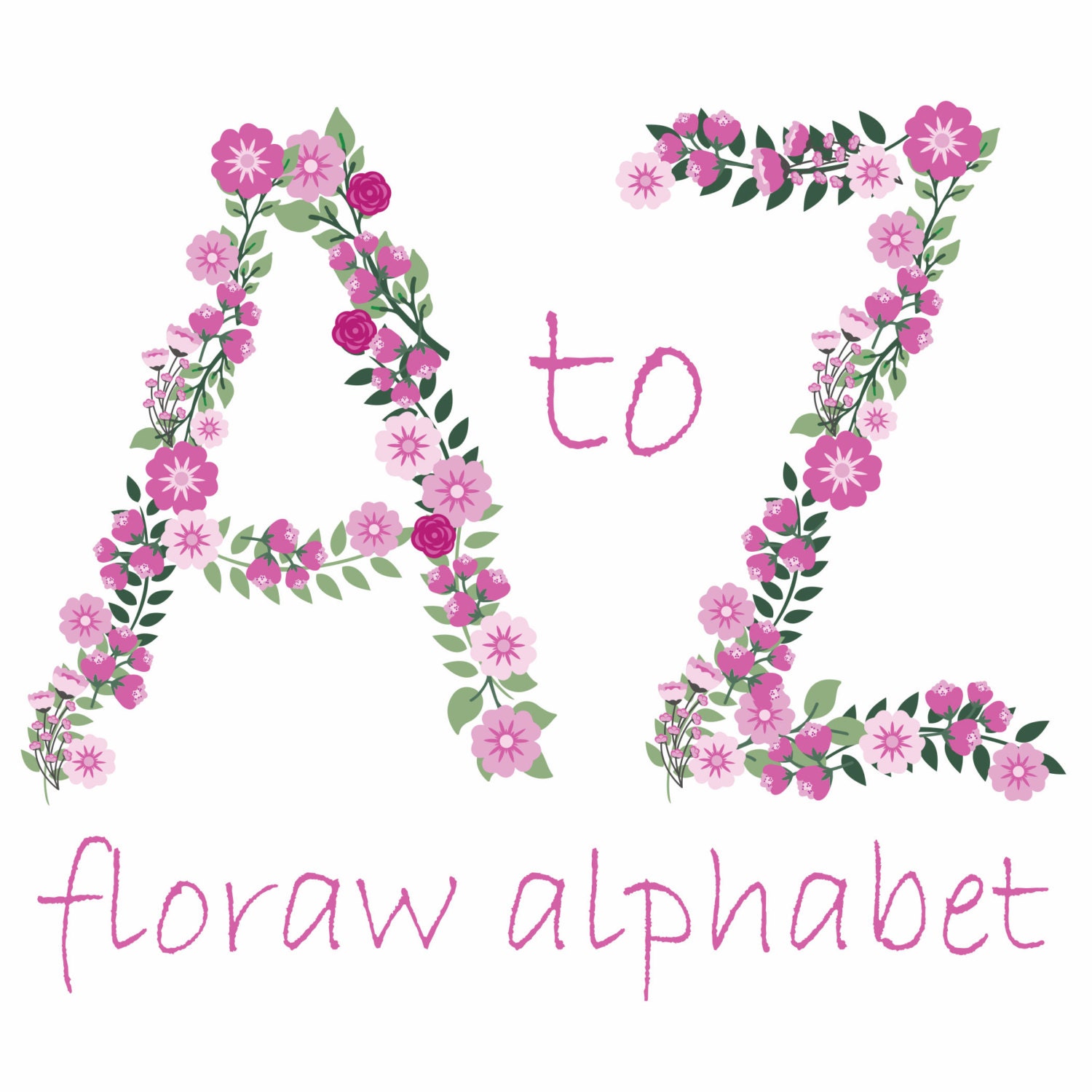 Flower Alphabet Clipart Pink Floral Letters Flower Monogram