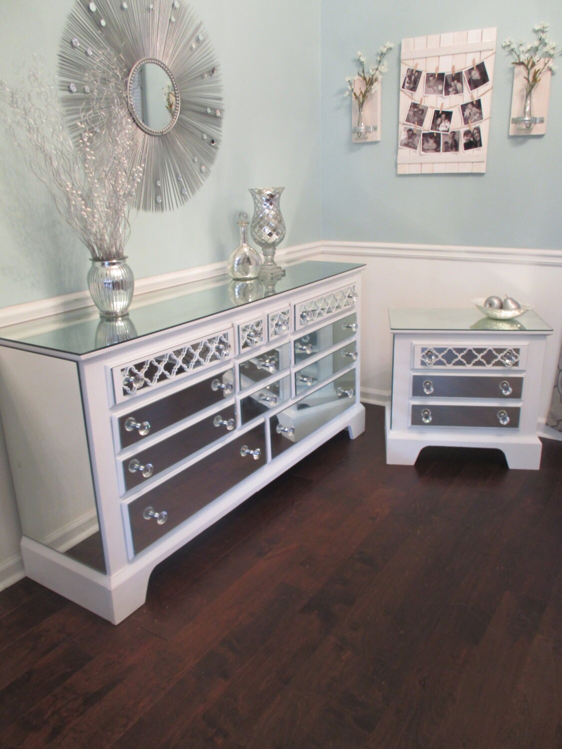 Mirrored Dresser and Matching Nightstand Pure by MirroredJewels