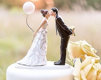 Kissing Couple Wedding Cake Topper Choose Hair Color
