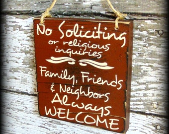No Soliciting or Religious Inquiries - No Solicitation Sign - Custom Porch Sign - Custom Door Sign - Do Not Disturb - Wooden Welcome Sign