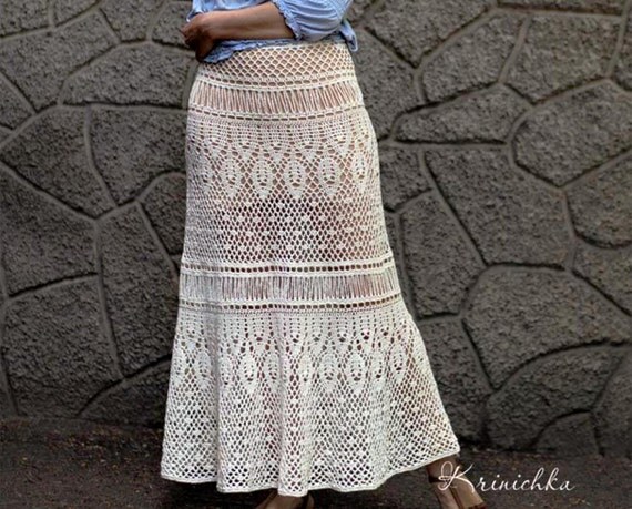 Crochet maxi skirt PATTERN for sizes S-5XL, Boho crochet skirt tutorial, pattern crochet bohemian maxi skirt, pattern crochet white skirt