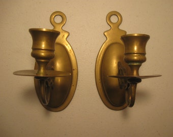 Vintage Hampton Brass Wall Candlestick Holders With Drip Tray Hangable Wall Sconce - il_340x270.836636624_94uh