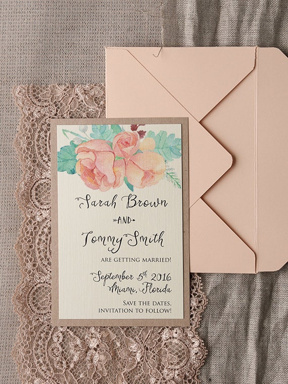 Save The Date Cards (20), Floral Save the Date, Rustic Save the Date, Watercolor Save the Date, Wedding Save the Date, 