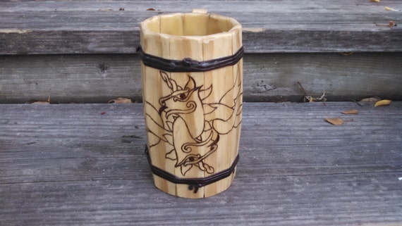 wooden barrel mugs