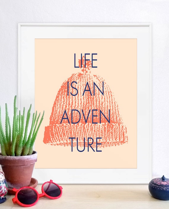 Life Aquatic, Life aquatic art, life aquatic poster, life aquatic print, murray, wes anderson, Life aquatic beanie, this is an adventure