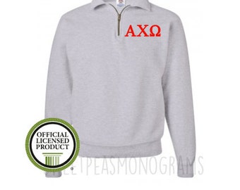 Alpha Chi Omega Quarter Zip, Monogram Fleece Pullover, Monogram Sweatshirt, Monogram Pullover, Sorority Pullover, Big Little Gift, Alpha Chi