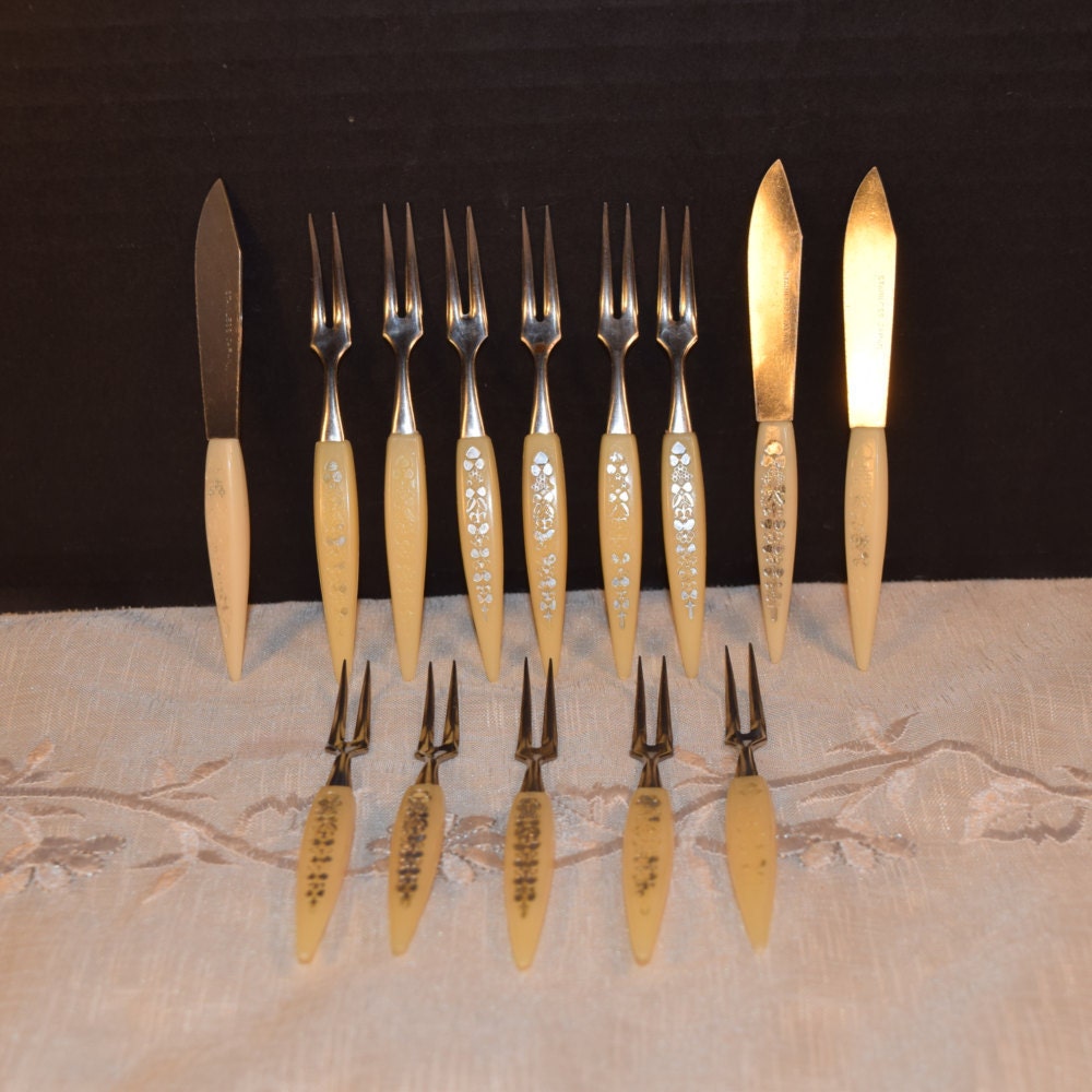 Cocktail Forks Knives Set Mid Century by ShellysSelectSalvage
