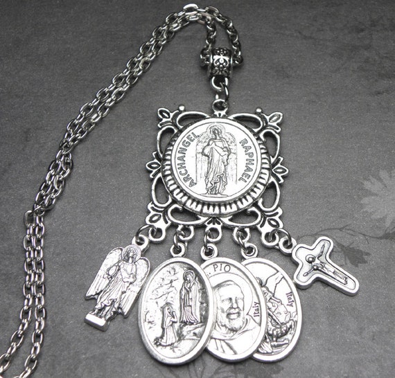 Healing Prayer Amulet Catholic Multi Holy Medals by 12StarsJewelry