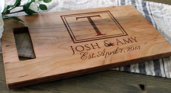 Family Name Engraved Cutting Board Established Monogram