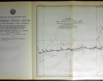 1915 Railroad Map: Rankin, Sifton, Ladoga, Crystal Springs, Oswego, Eldridge, North Dakota ND. Northern Pacific Rail Antique. Map Vintage