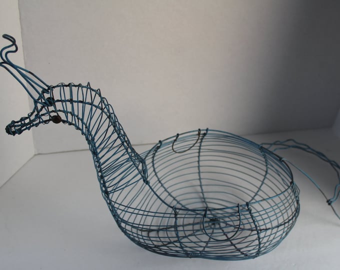 Vintage Peacock Wire Egg Basket