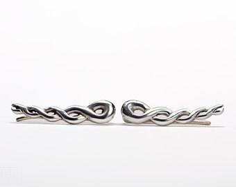 Braid Tail Earring Sterling Silver Ear Cuff Ear Sweep Pin Earrings Boho Jewelry - FES028