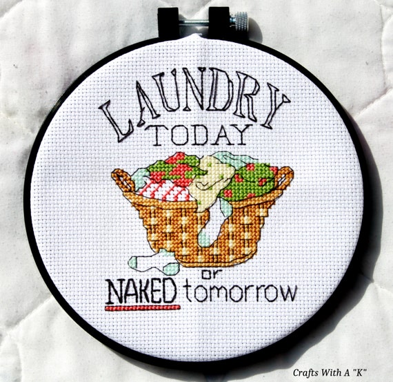 Cross stitch laundry by CraftswithaK on Etsy