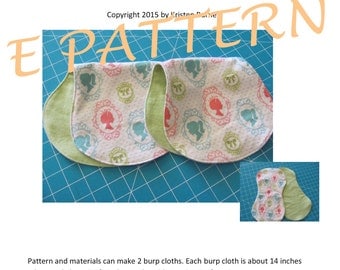 SALE- Perfect Quick & Simple PDF Pattern to Create the Most Adorable Baby Burp Cloths! Great Baby Gifts! Use Soft Flannel Cute Baby Prints