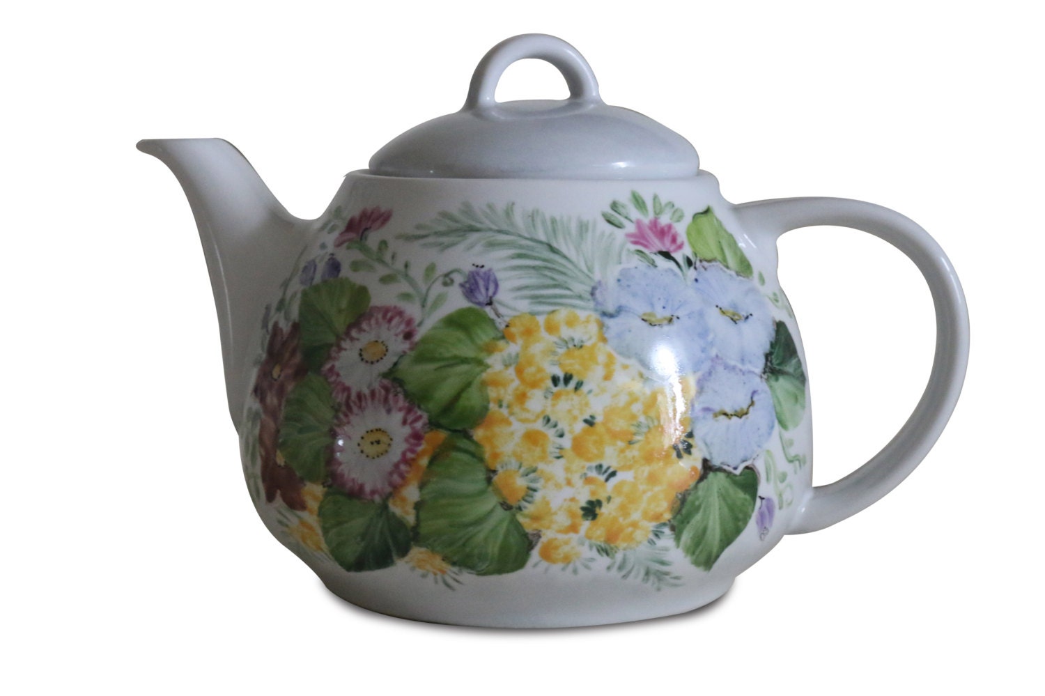 Flowers Painted Teapot Ceramic Decor Teapot Ceramic Teapot