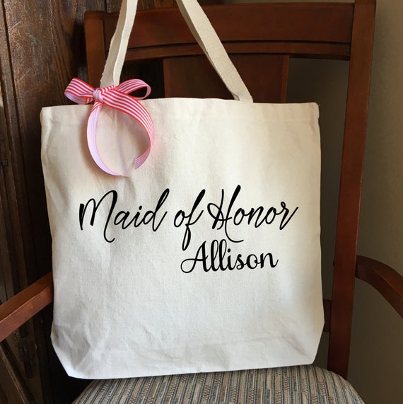 Natural Canvas Tote Bag Bridesmaid Tote Bag Gifts by PMWBoutique