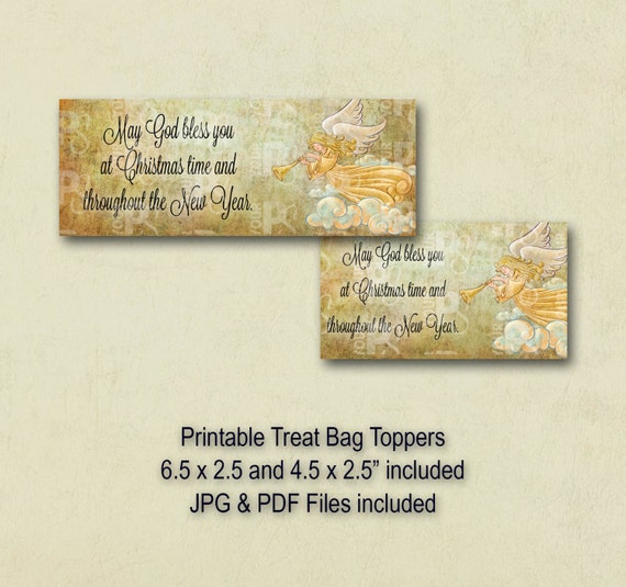 Angel Christmas Treat Bag Toppers Religious by YourPrintableShop