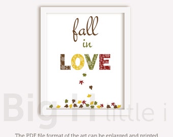 Fall Wall Art fall in love print | etsy Fall Wall Art fall in love print | etsy