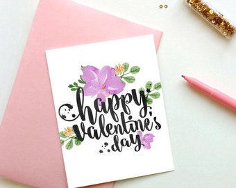 Happy Valentine's Day card/Valentine's day card/Printable valentine's day card/Instant download/Floral Valentine's card/Digital card/Love