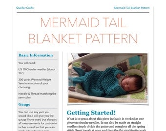 Mermaid Tail Blanket Knitting Pattern, Knitting Pattern, Baby Blanket, Baby Bunting, Little Mermaid, Little Mermaid Outfit, Digital Pattern