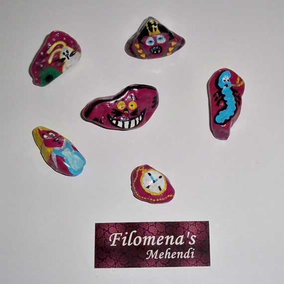 Alice in Wonderland Hand Painted Stones